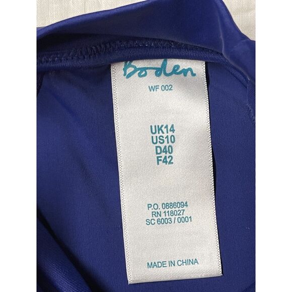 Boden Boys’ Long Sleeve Rash Guard Swim Top – Blue with Orange Trim, Size US 10 - Picture 5 of 5